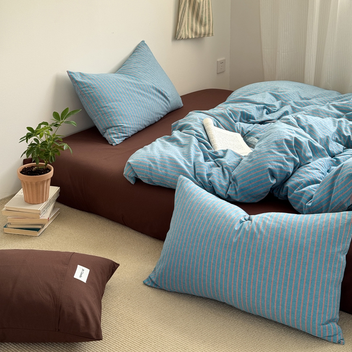 91家纺网 家纺一手货源 找家纺 （总）玖弘家居 2025新款全棉纯棉水洗棉五色条纹混搭单被套