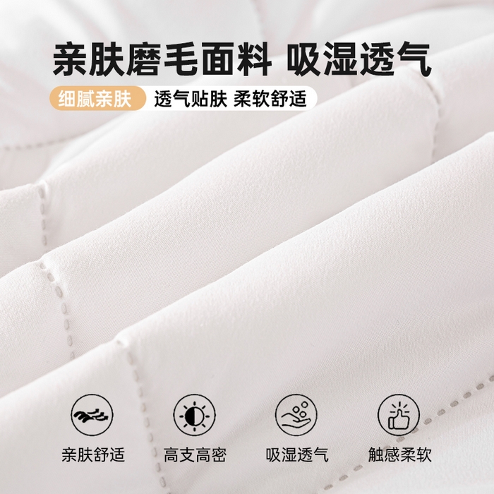 91家纺网 家纺一手货源 找家纺 憨豆家纺 2025新款水洗棉磨毛夹棉床笠四季床垫褥子床护垫薄款学生宿舍榻榻米垫被跨境加棉保护垫 床护垫-白色