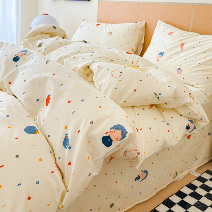 感遇家纺  2025新款小清新甜系全棉四件套波点小女孩