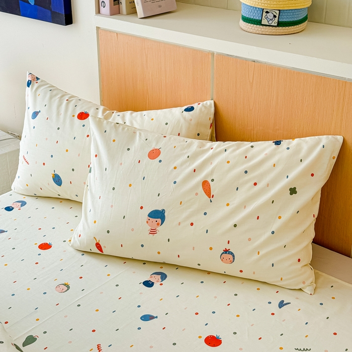 91家纺网 家纺一手货源 找家纺 感遇家纺  2025新款小清新甜系全棉四件套 波点小女孩