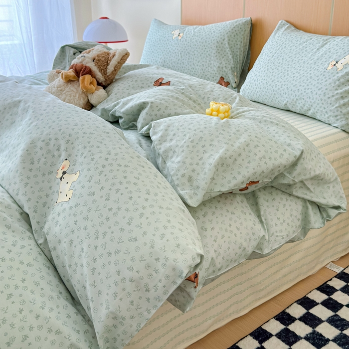 感遇家纺  2025新款小清新甜系全棉四件套 点点小狗