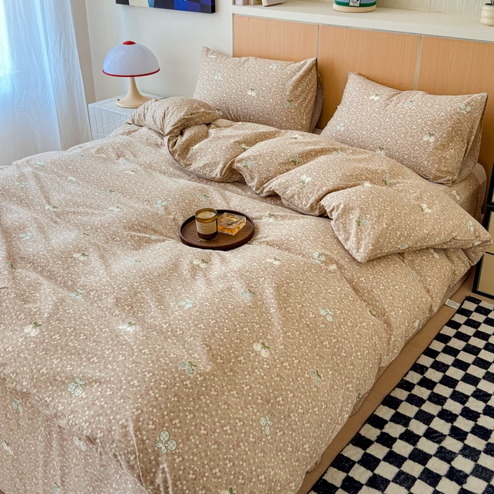 91家纺网 家纺一手货源 找家纺 感遇家纺  2025新款小清新甜系全棉四件套复古樱桃