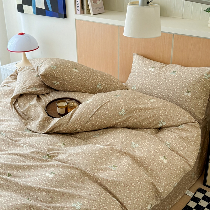 91家纺网 家纺一手货源 找家纺 感遇家纺  2025新款小清新甜系全棉四件套复古樱桃