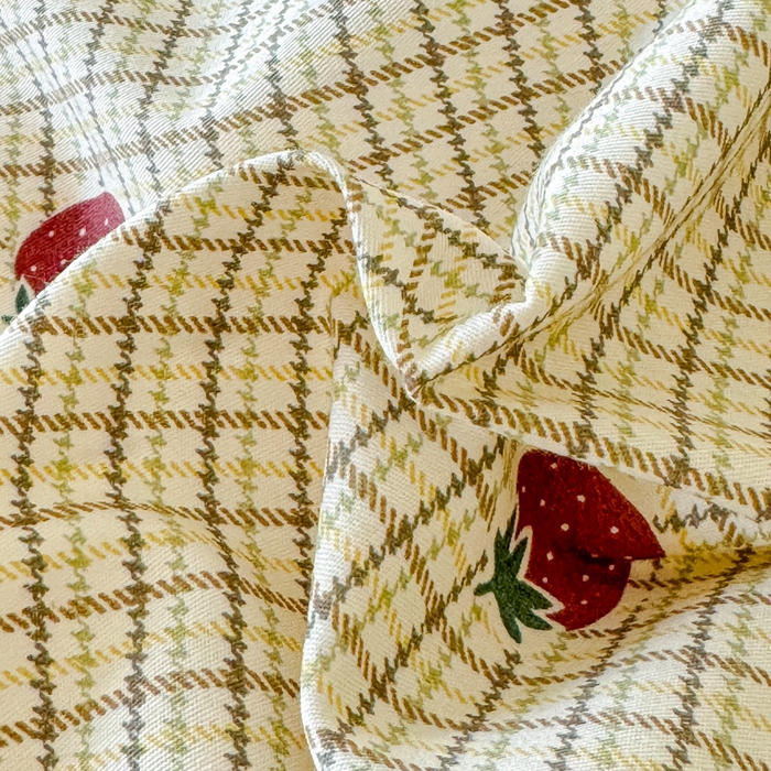 91家纺网 家纺一手货源 找家纺 感遇家纺 2025新款小清新甜系全棉四件套格子草莓