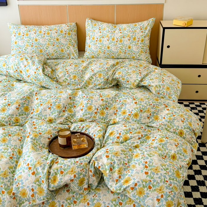 91家纺网 家纺一手货源 找家纺 感遇家纺  2025新款小清新甜系全棉四件套 花间牧歌