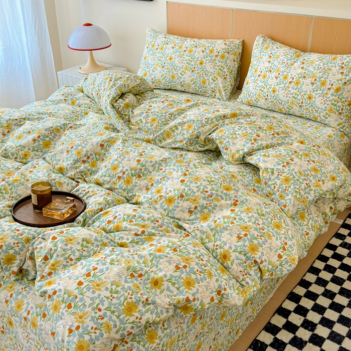 91家纺网 家纺一手货源 找家纺 感遇家纺  2025新款小清新甜系全棉四件套 花间牧歌