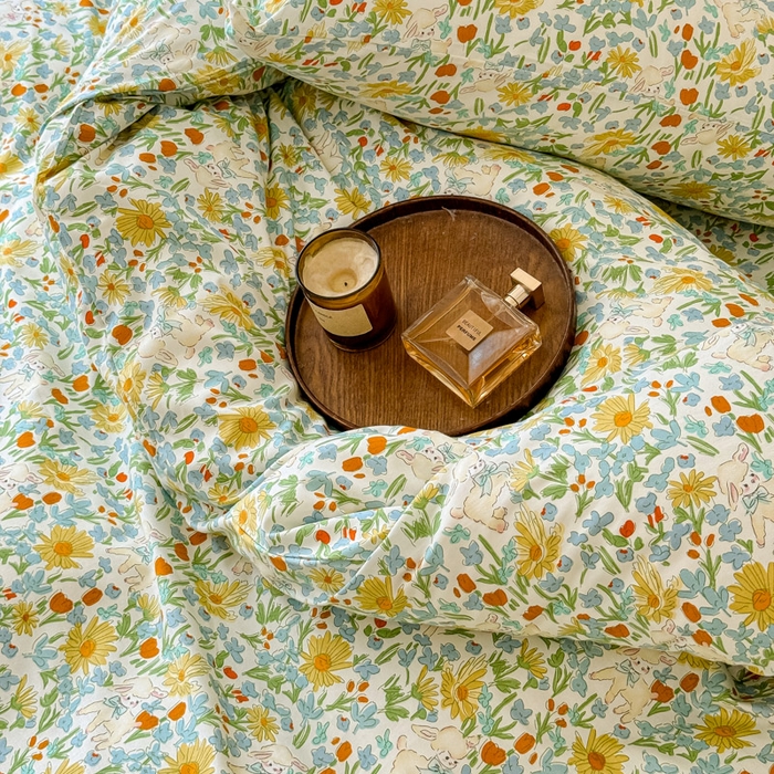 91家纺网 家纺一手货源 找家纺 感遇家纺  2025新款小清新甜系全棉四件套 花间牧歌