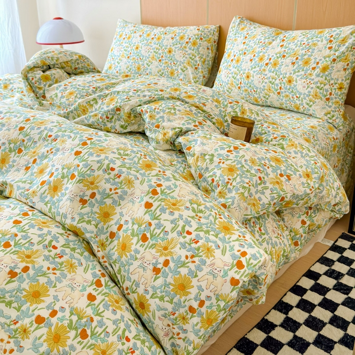 91家纺网 家纺一手货源 找家纺 感遇家纺  2025新款小清新甜系全棉四件套 花间牧歌