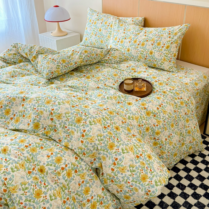 91家纺网 家纺一手货源 找家纺 感遇家纺  2025新款小清新甜系全棉四件套 花间牧歌