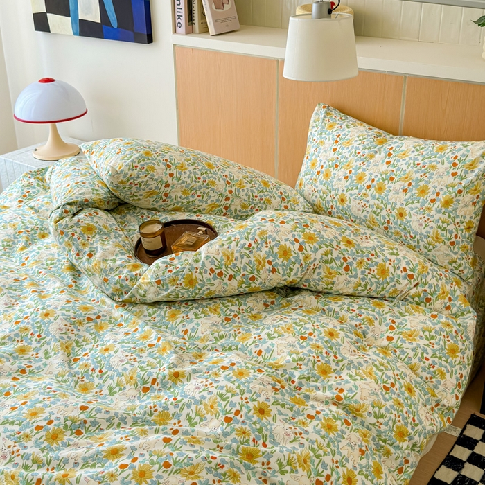 91家纺网 家纺一手货源 找家纺 感遇家纺  2025新款小清新甜系全棉四件套 花间牧歌