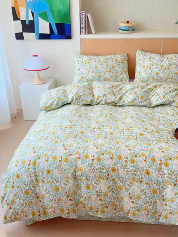 91家纺网 家纺一手货源 找家纺 感遇家纺  2025新款小清新甜系全棉四件套 花间牧歌