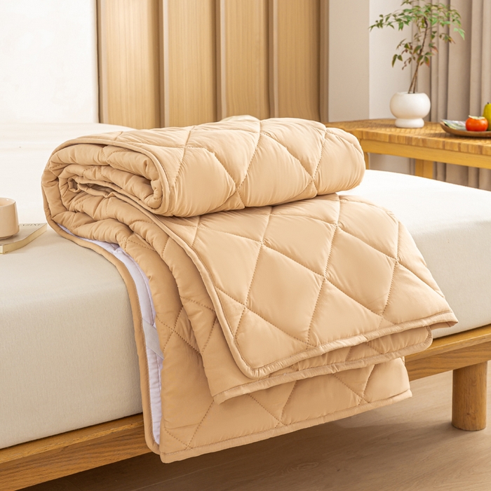 91家纺网 家纺一手货源 找家纺 憨豆家纺 2025新款水洗棉磨毛夹棉床笠四季床垫褥子床护垫薄款学生宿舍榻榻米垫被跨境加棉保护垫 床护垫-棕黄色