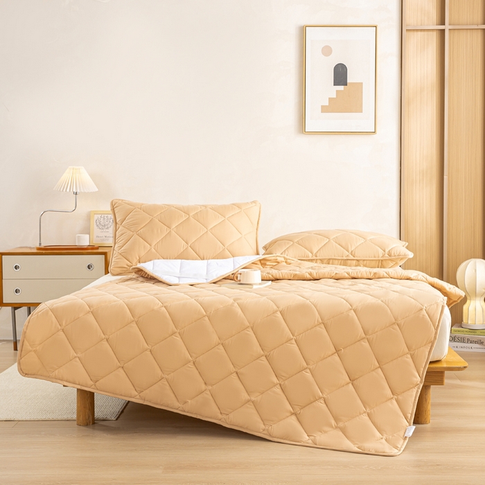 91家纺网 家纺一手货源 找家纺 憨豆家纺 2025新款水洗棉磨毛夹棉床笠四季床垫褥子床护垫薄款学生宿舍榻榻米垫被跨境加棉保护垫 床护垫-棕黄色