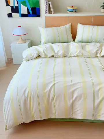 91家纺网 家纺一手货源 找家纺 感遇家纺  2025新款小清新甜系全棉四件套 奶绿