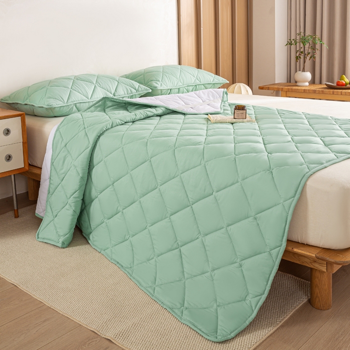 91家纺网 家纺一手货源 找家纺 憨豆家纺 2025新款水洗棉磨毛夹棉床笠四季床垫褥子床护垫薄款学生宿舍榻榻米垫被跨境加棉保护垫 床护垫-青色