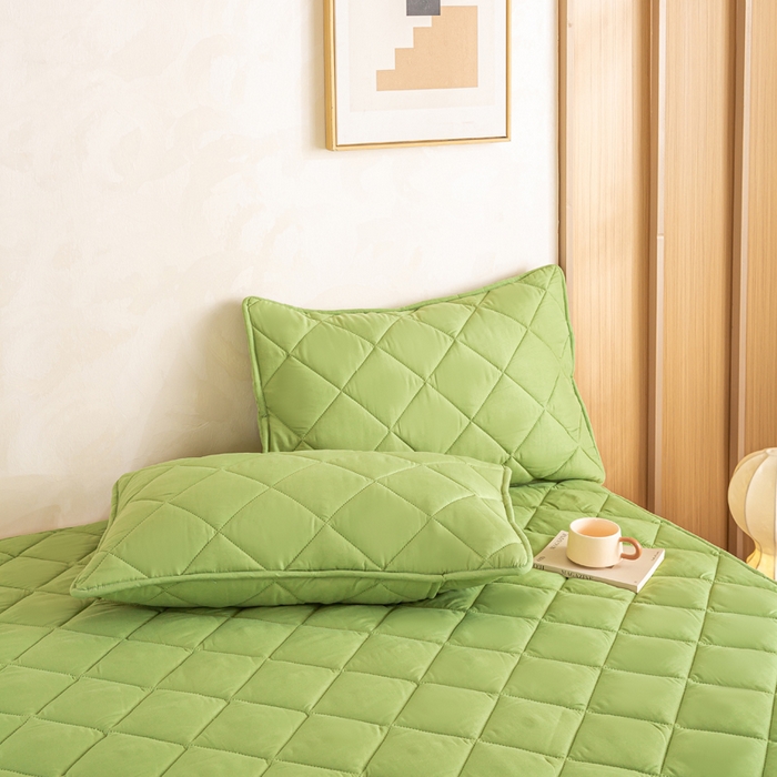 91家纺网 家纺一手货源 找家纺 憨豆家纺 2025新款水洗棉磨毛夹棉床笠四季床垫褥子床护垫薄款学生宿舍榻榻米垫被跨境加棉保护垫 床护垫-绿色