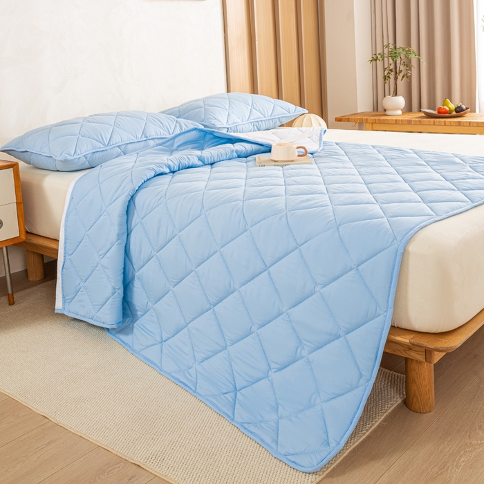 91家纺网 家纺一手货源 找家纺 憨豆家纺 2025新款水洗棉磨毛夹棉床笠四季床垫褥子床护垫薄款学生宿舍榻榻米垫被跨境加棉保护垫 床护垫-蓝色