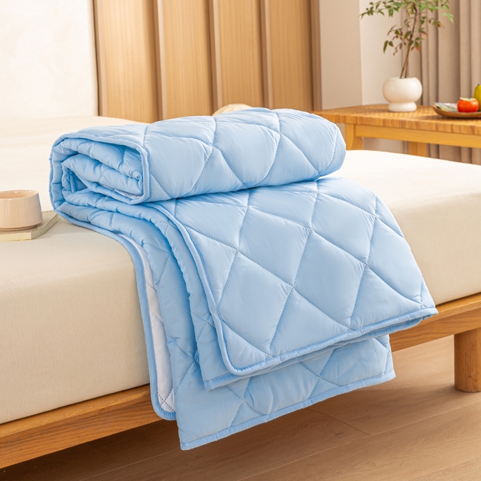 91家纺网 家纺一手货源 找家纺 憨豆家纺 2025新款水洗棉磨毛夹棉床笠四季床垫褥子床护垫薄款学生宿舍榻榻米垫被跨境加棉保护垫 床护垫-蓝色