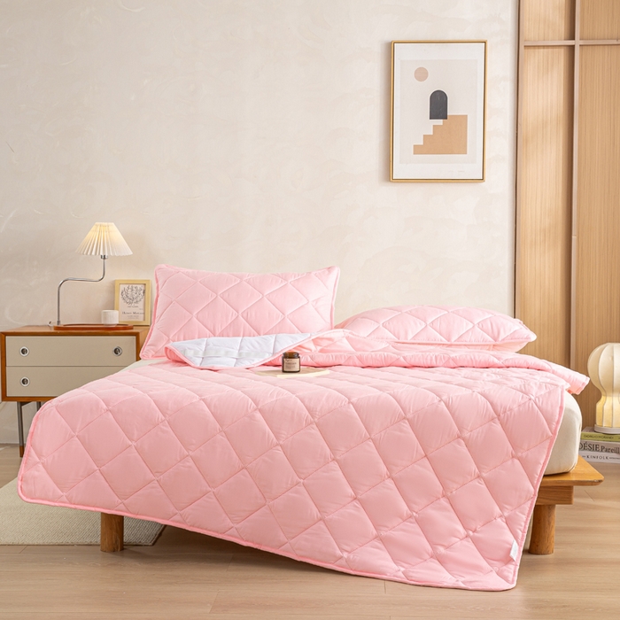 91家纺网 家纺一手货源 找家纺 憨豆家纺 2025新款水洗棉磨毛夹棉床笠四季床垫褥子床护垫薄款学生宿舍榻榻米垫被跨境加棉保护垫 床护垫-粉色