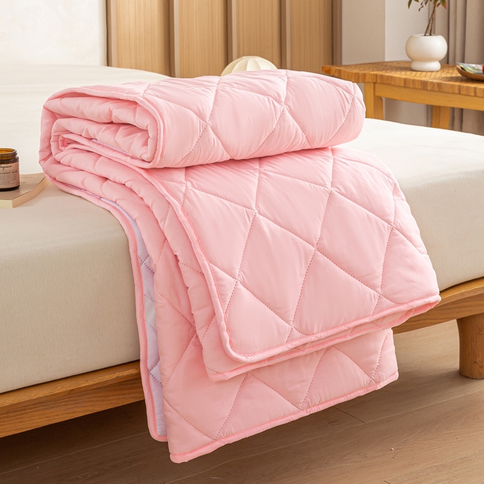 91家纺网 家纺一手货源 找家纺 憨豆家纺 2025新款水洗棉磨毛夹棉床笠四季床垫褥子床护垫薄款学生宿舍榻榻米垫被跨境加棉保护垫 床护垫-粉色