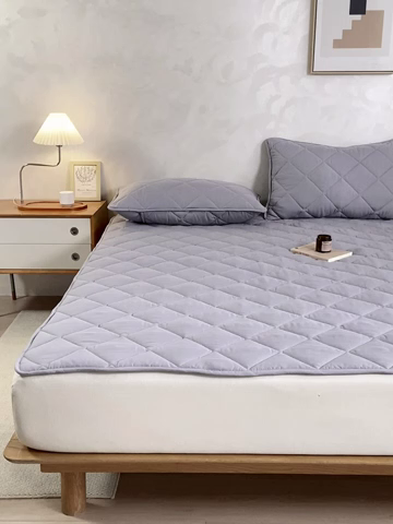 91家纺网 家纺一手货源 找家纺 憨豆家纺 2025新款水洗棉磨毛夹棉床笠四季床垫褥子床护垫薄款学生宿舍榻榻米垫被跨境加棉保护垫 床护垫-灰色