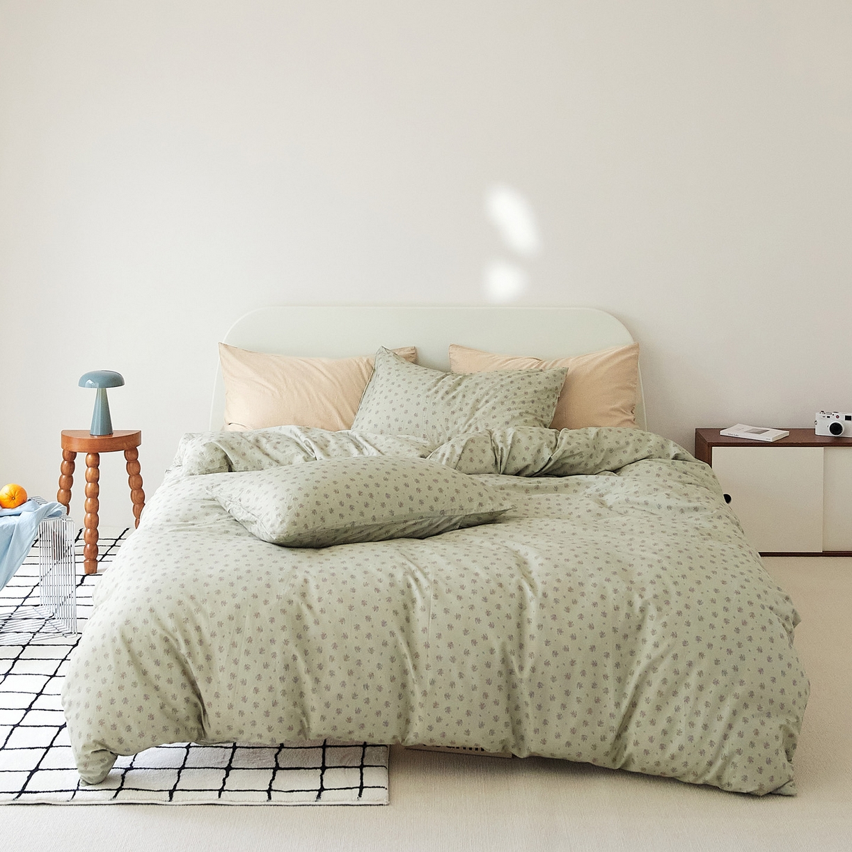 91家纺网 家纺一手货源 找家纺 EH家居 2025新款全棉斜纹印花-青春小调系列四件套 薄荷微苔花