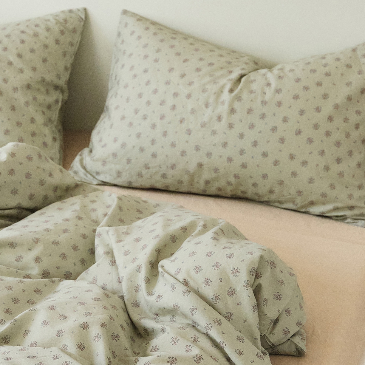 91家纺网 家纺一手货源 找家纺 EH家居 2025新款全棉斜纹印花-青春小调系列四件套 薄荷微苔花