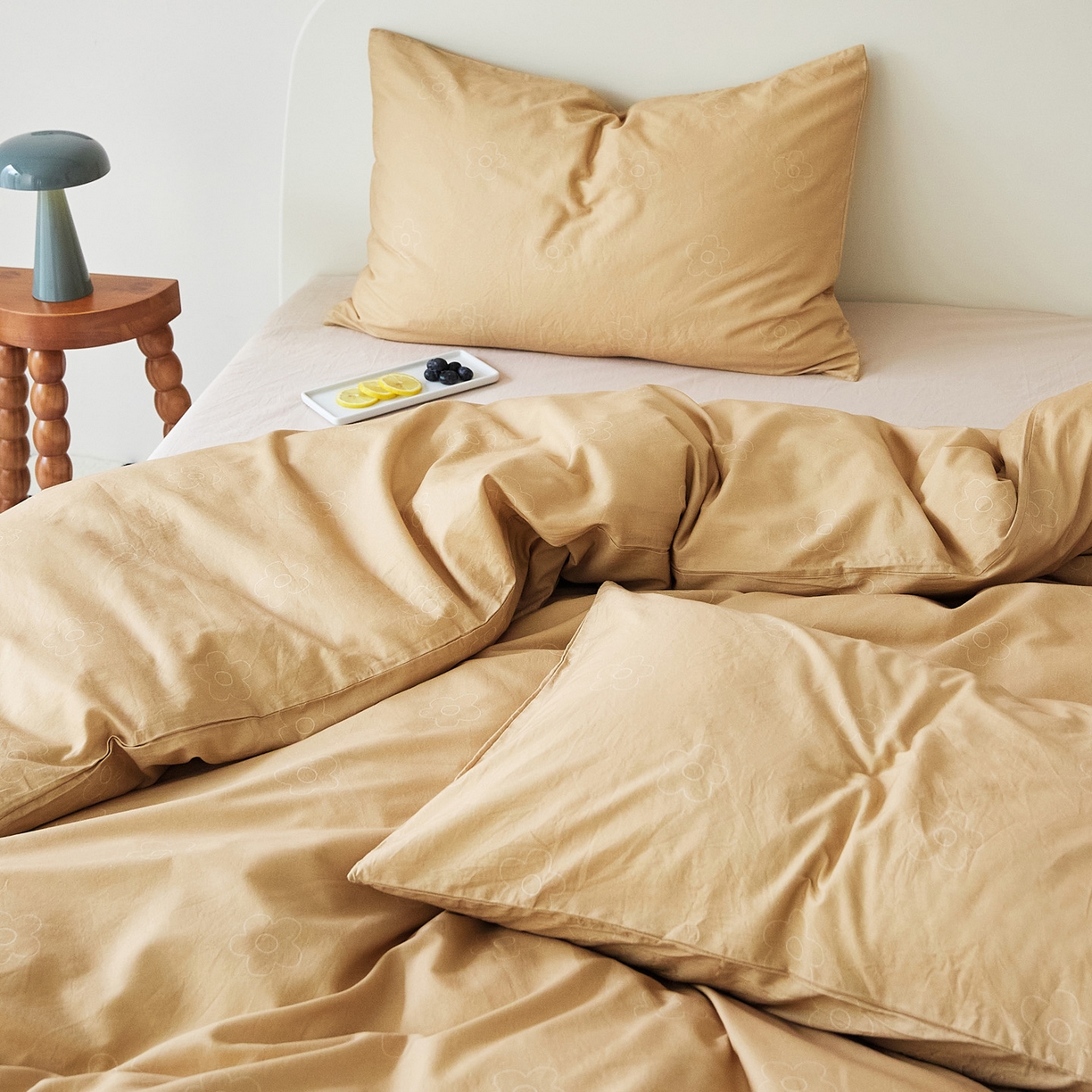 91家纺网 家纺一手货源 找家纺 EH家居 2025新款全棉斜纹印花-青春小调系列四件套 可可饼干