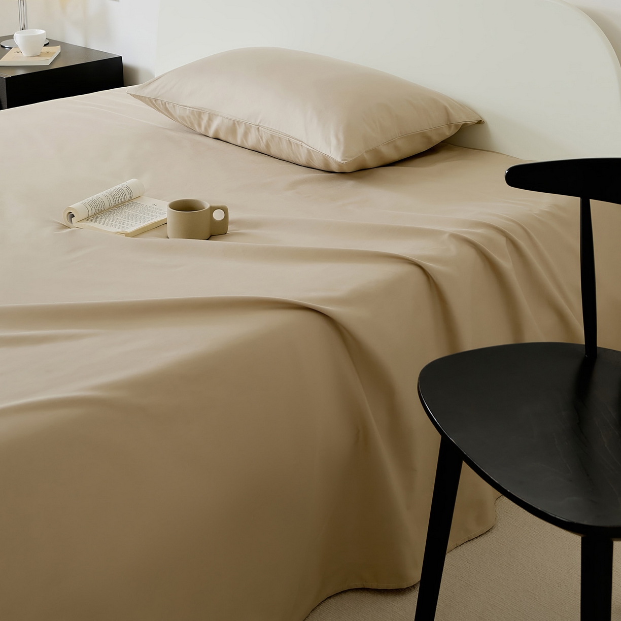 91家纺网 家纺一手货源 找家纺 EH家居 2025新款全棉斜纹纯色-青春小调系列单床单 米茶