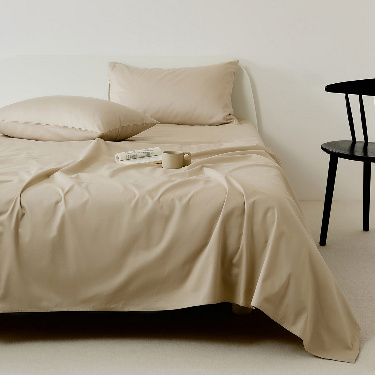 91家纺网 家纺一手货源 找家纺 EH家居 2025新款全棉斜纹纯色-青春小调系列单床单 米茶