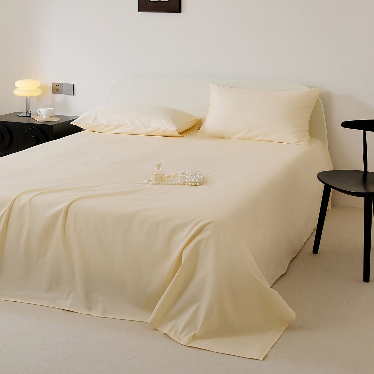 91家纺网 家纺一手货源 找家纺 EH家居 2025新款全棉斜纹纯色-青春小调系列单床单 奶黄色