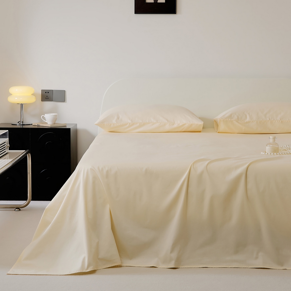 91家纺网 家纺一手货源 找家纺 EH家居 2025新款全棉斜纹纯色-青春小调系列单床单 奶黄色