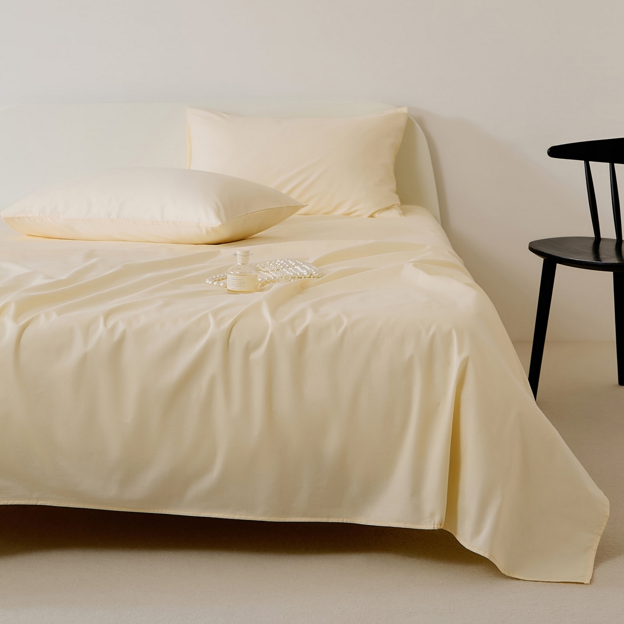 91家纺网 家纺一手货源 找家纺 EH家居 2025新款全棉斜纹纯色-青春小调系列单床单 奶黄色