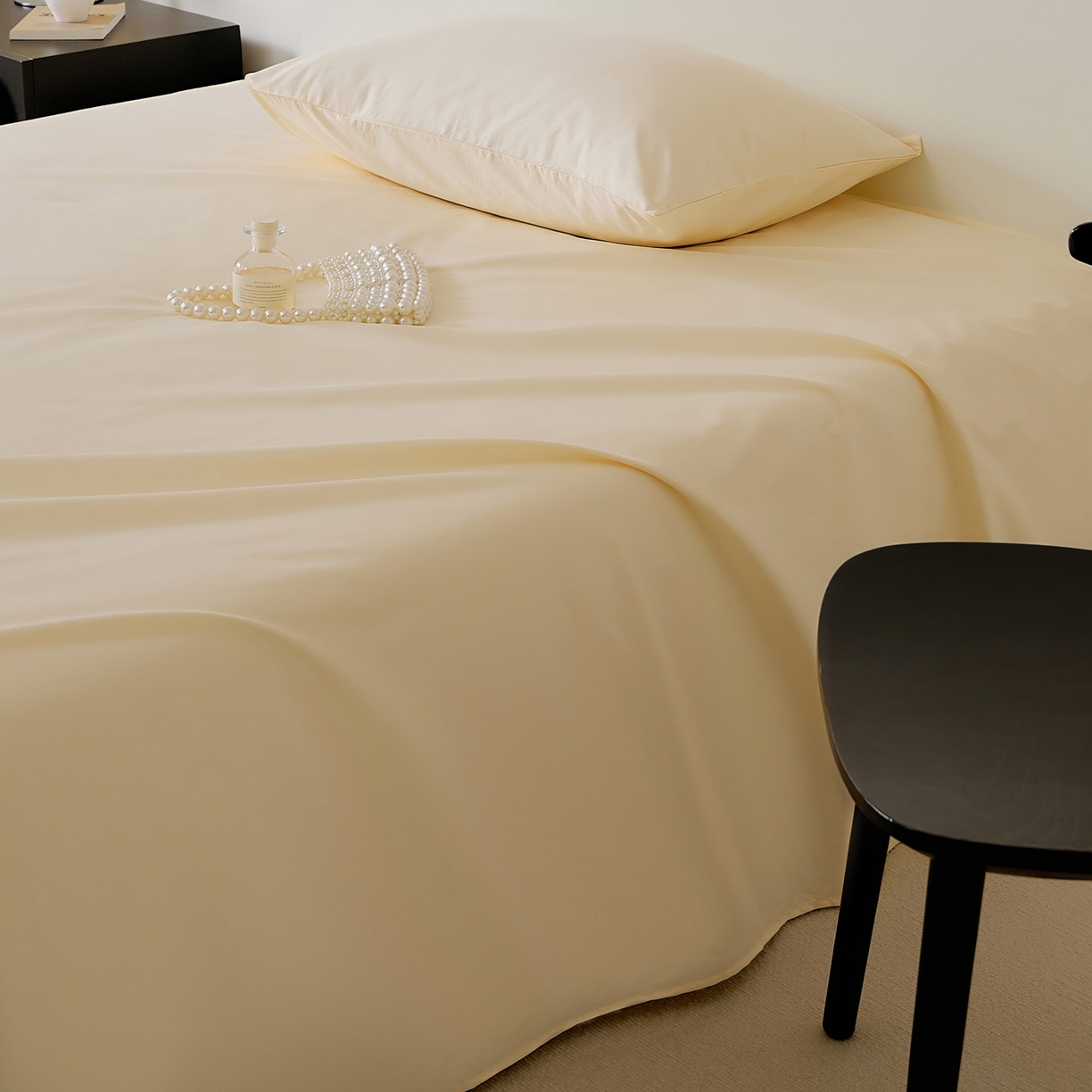 91家纺网 家纺一手货源 找家纺 EH家居 2025新款全棉斜纹纯色-青春小调系列单床单 奶黄色