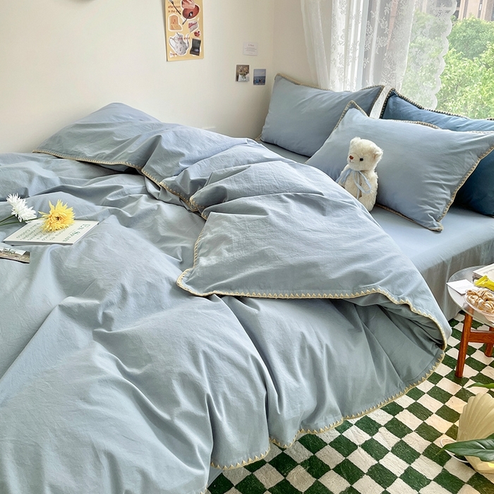 91家纺网 家纺一手货源 找家纺 （总）瑞莱 2025新款全棉轻奢水洗棉贝壳绣四件套