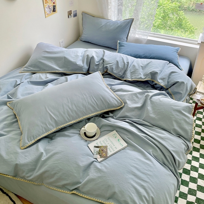 91家纺网 家纺一手货源 找家纺 （总）瑞莱 2025新款全棉轻奢水洗棉贝壳绣四件套