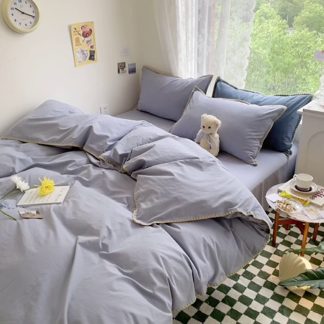 91家纺网 家纺一手货源 找家纺 （总）瑞莱 2025新款全棉轻奢水洗棉贝壳绣四件套