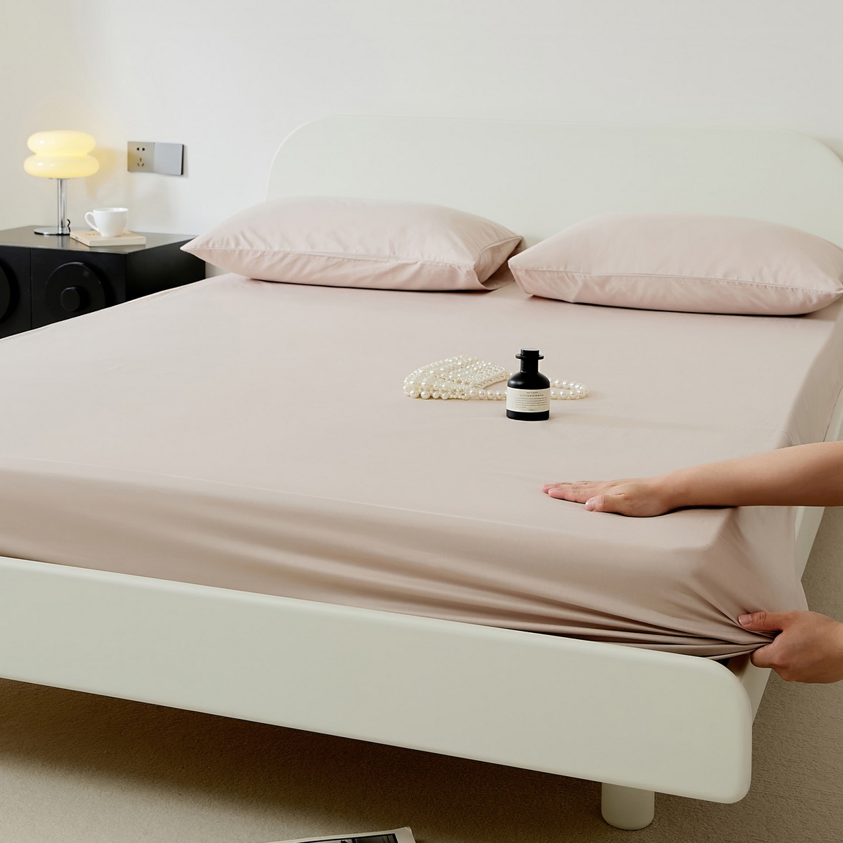 91家纺网 家纺一手货源 找家纺 EH家居 2025新款全棉斜纹纯色-青春小调系列单床笠 灰粉色