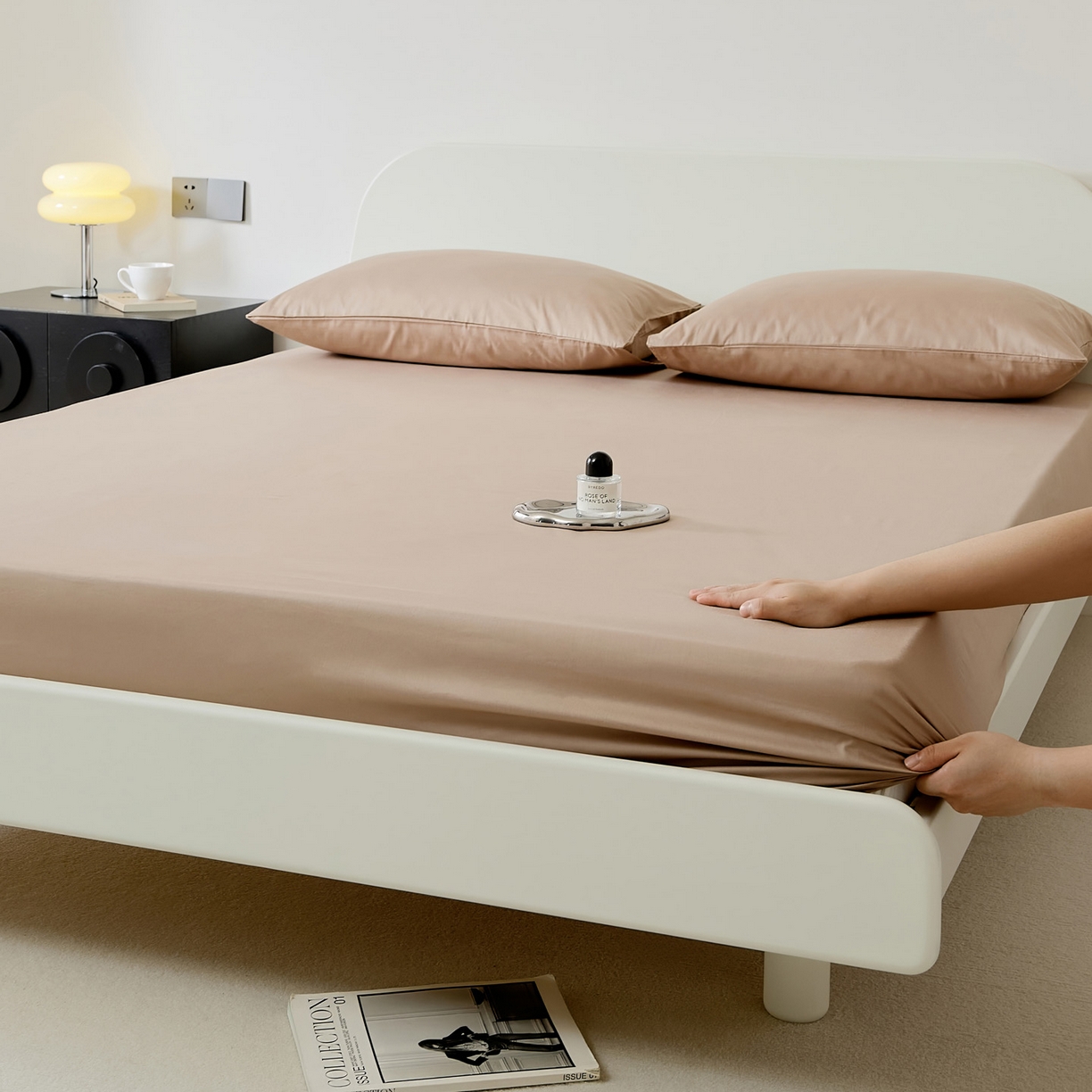 91家纺网 家纺一手货源 找家纺 EH家居 2025新款全棉斜纹纯色-青春小调系列单床笠 咖色