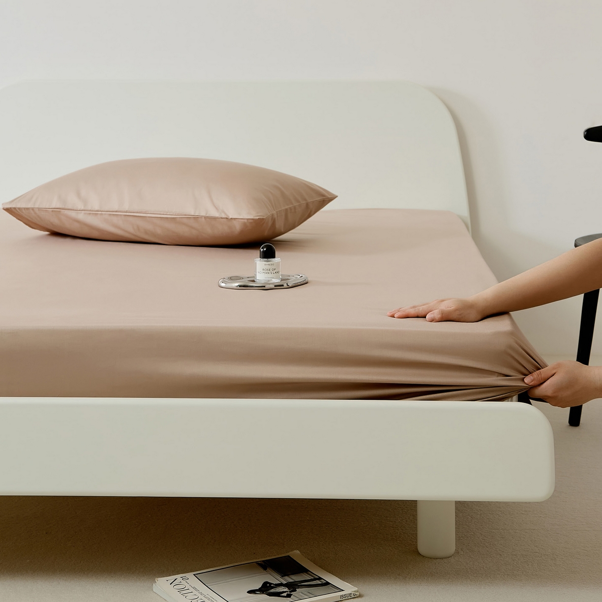 91家纺网 家纺一手货源 找家纺 EH家居 2025新款全棉斜纹纯色-青春小调系列单床笠 咖色