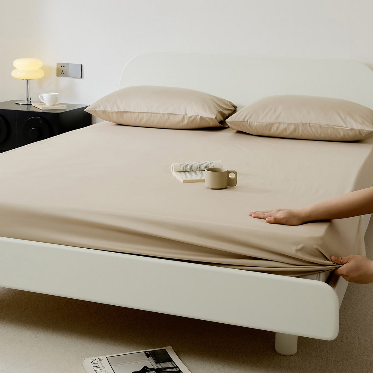 91家纺网 家纺一手货源 找家纺 EH家居 2025新款全棉斜纹纯色-青春小调系列单床笠 米茶