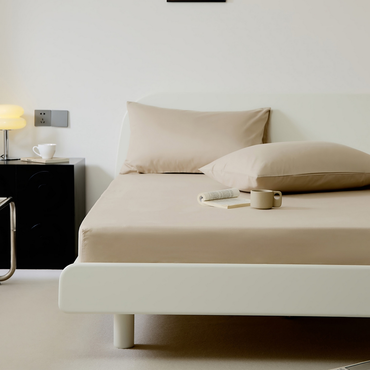 91家纺网 家纺一手货源 找家纺 EH家居 2025新款全棉斜纹纯色-青春小调系列单床笠 米茶