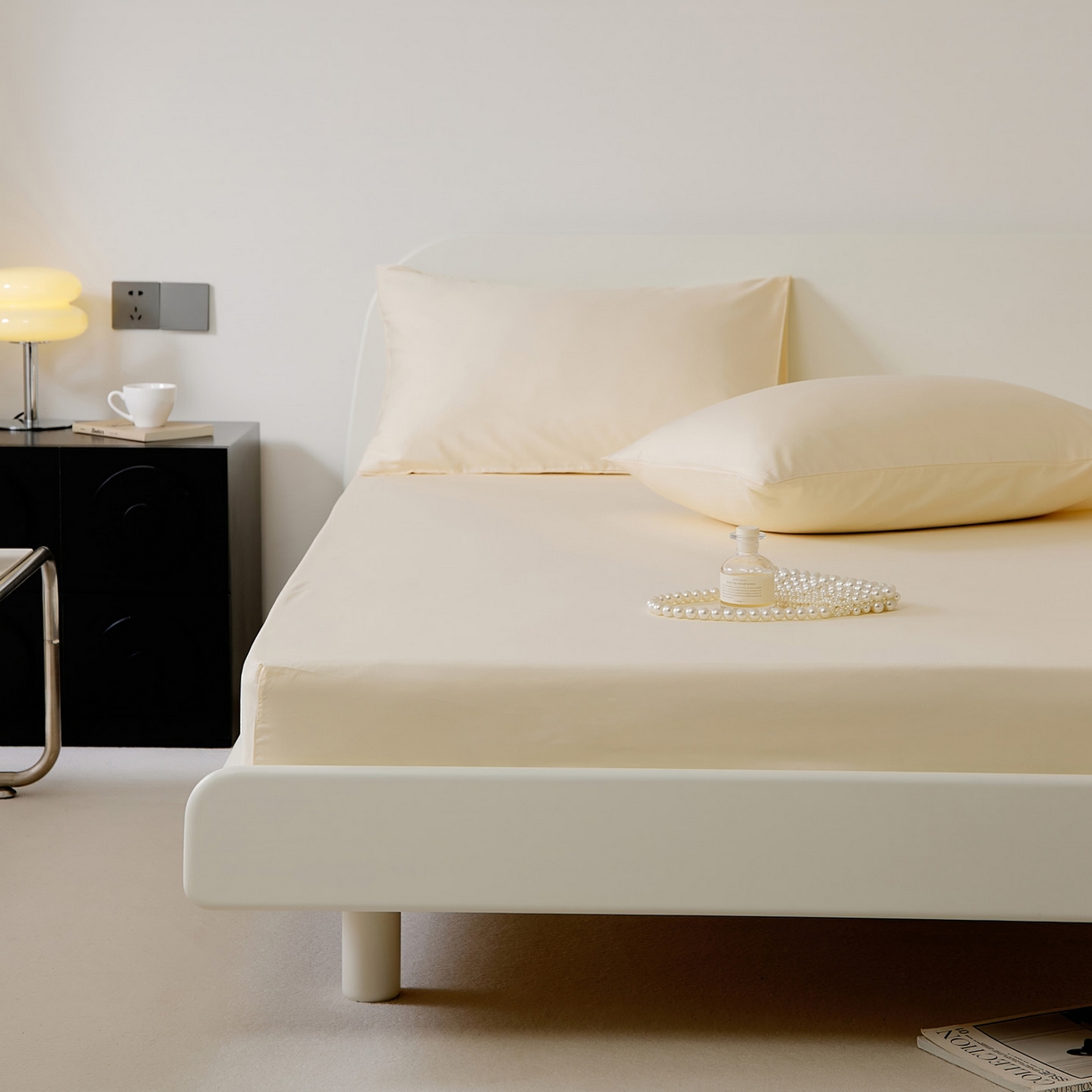 91家纺网 家纺一手货源 找家纺 EH家居 2025新款全棉斜纹纯色-青春小调系列单床笠 奶黄色