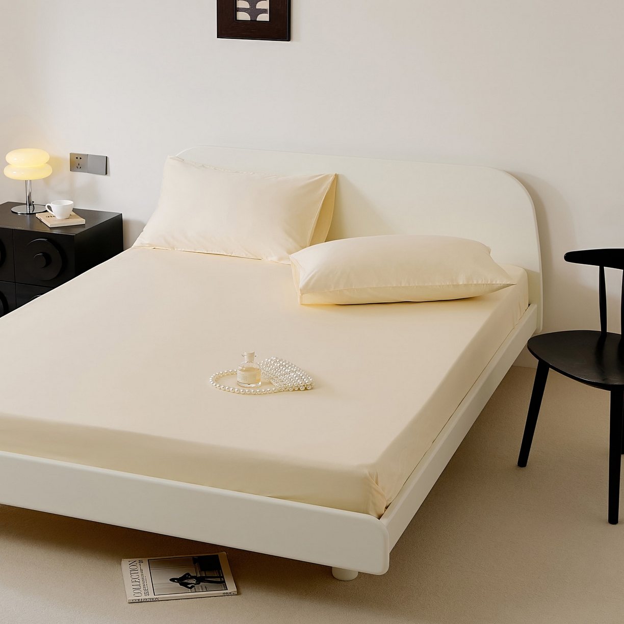 91家纺网 家纺一手货源 找家纺 EH家居 2025新款全棉斜纹纯色-青春小调系列单床笠 奶黄色