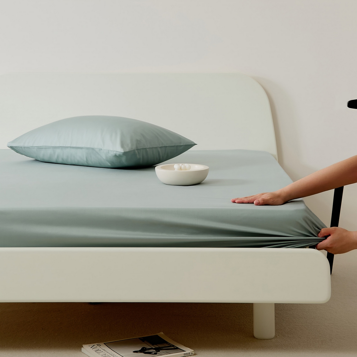 91家纺网 家纺一手货源 找家纺 EH家居 2025新款全棉斜纹纯色-青春小调系列单床笠 天青色