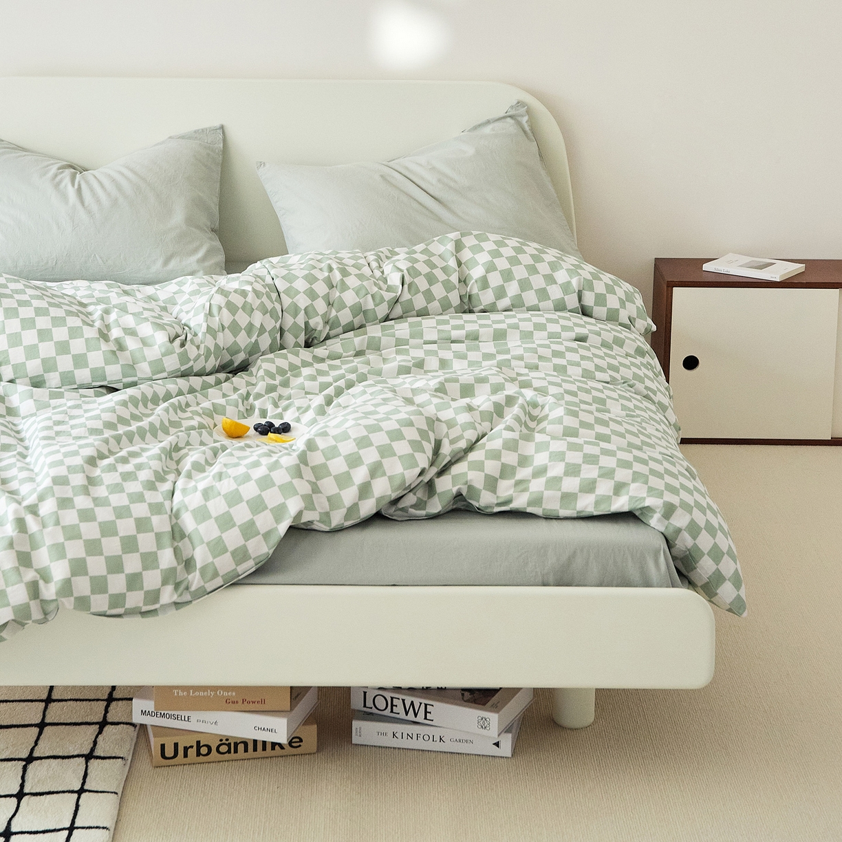 91家纺网 家纺一手货源 找家纺 EH家居 2025新款全棉斜纹印花-青春小调系列单被套 棋盘格-绿