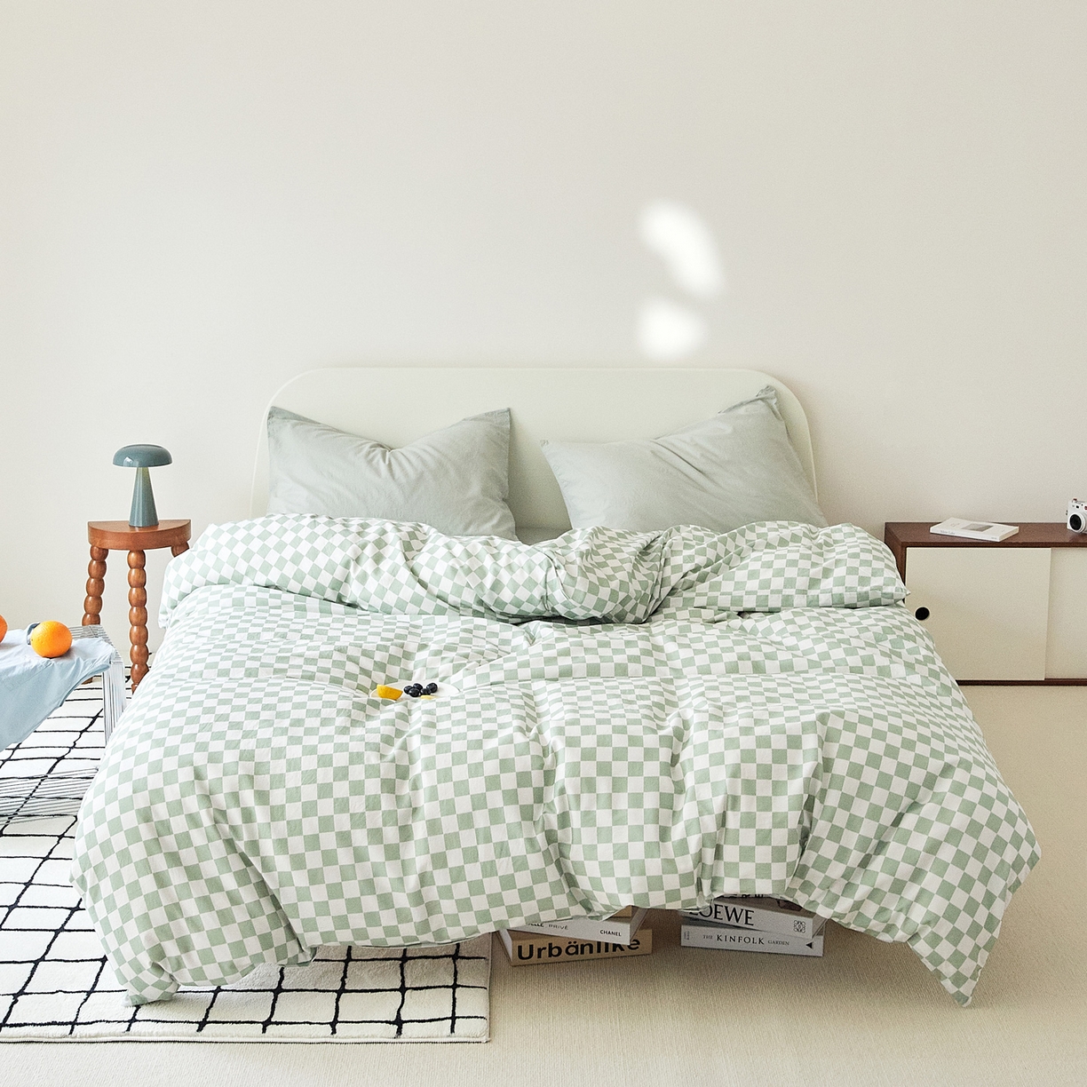 91家纺网 家纺一手货源 找家纺 EH家居 2025新款全棉斜纹印花-青春小调系列单被套 棋盘格-绿