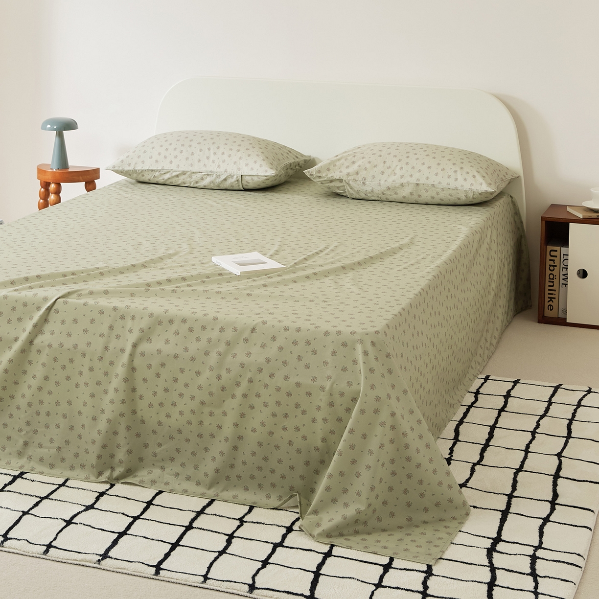 91家纺网 家纺一手货源 找家纺 EH家居 2025新款全棉斜纹印花-青春小调系列单床单 薄荷微苔花