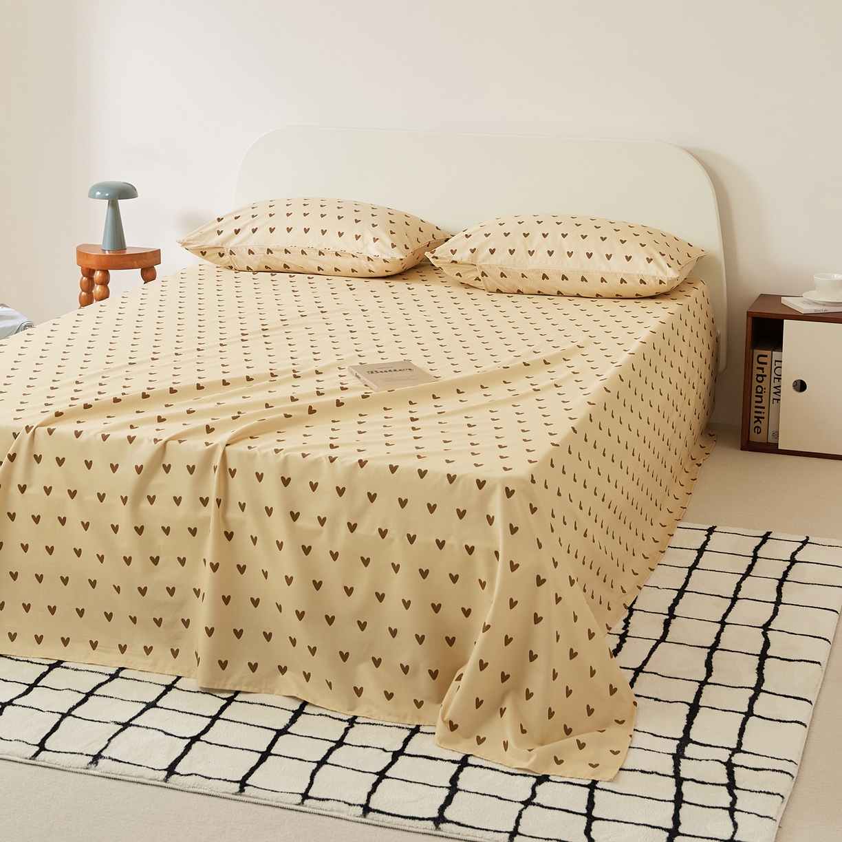 91家纺网 家纺一手货源 找家纺 EH家居 2025新款全棉斜纹印花-青春小调系列单床单 焦糖心语