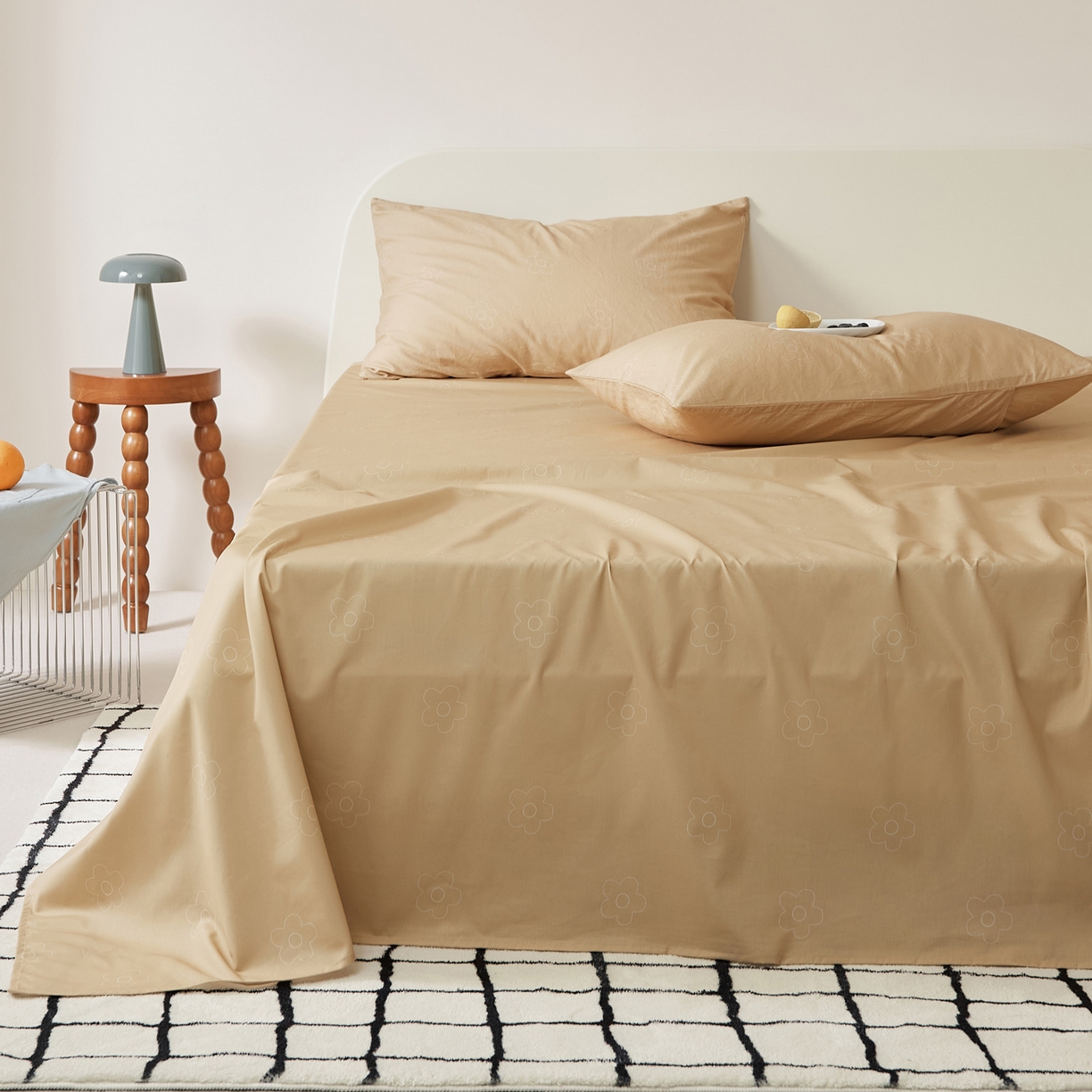 91家纺网 家纺一手货源 找家纺 EH家居 2025新款全棉斜纹印花-青春小调系列单床单 可可饼干